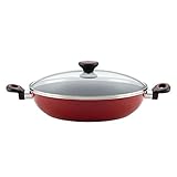 Paula Deen Riverbend Nonstick Chicken Frying Pan / Fry Pan / Skillet with Lid and Side Handles - 12.5 Inch, Red Speckle