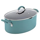 Rachael Ray Cucina Nonstick Pasta Stock Pot with Lid and Spout, 8 Quart, Agave Blue