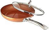 Copper Chef 10 Inch Round Frying Pan With Lid - Skillet with Ceramic Non Stick Coating. Perfect Cookware For Saute And Grill