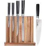 KYOKU 5-Knife Set with Block, 8” Chef Knife + 8” Bread Knife + 6.5” Carving Knife + 5” Utility Knife + 3.5” Paring Knife – Premium Japanese Steel Cutlery Kitchen Knives Set with Wooden Block